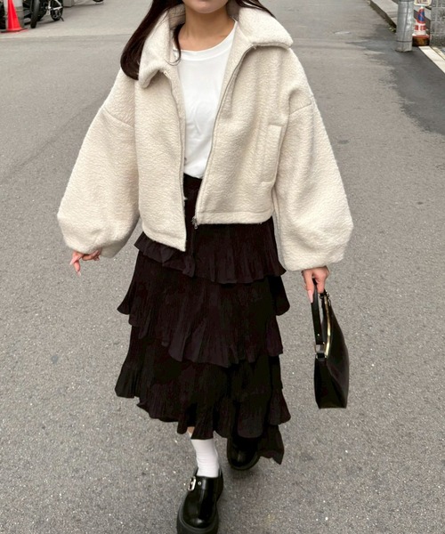 merrylatte(メリーラテ)の「シープボアショートジャケット【Muller Rossi】(ブルゾン・レディース・アイボリー・FREE)」の10枚目の写真