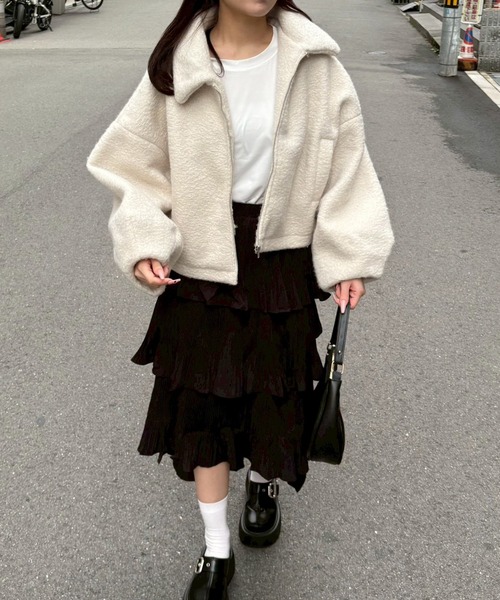 merrylatte(メリーラテ)の「シープボアショートジャケット【Muller Rossi】(ブルゾン・レディース・アイボリー・FREE)」の11枚目の写真