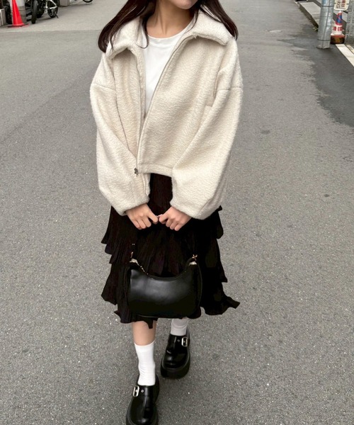 merrylatte(メリーラテ)の「シープボアショートジャケット【Muller Rossi】(ブルゾン・レディース・アイボリー・FREE)」の12枚目の写真