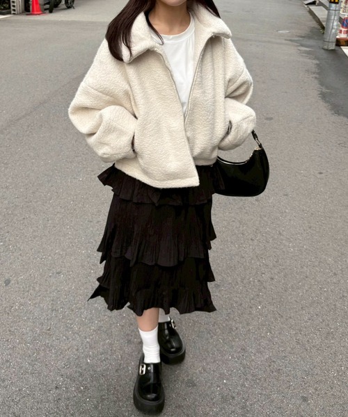 merrylatte(メリーラテ)の「シープボアショートジャケット【Muller Rossi】(ブルゾン・レディース・アイボリー・FREE)」の13枚目の写真