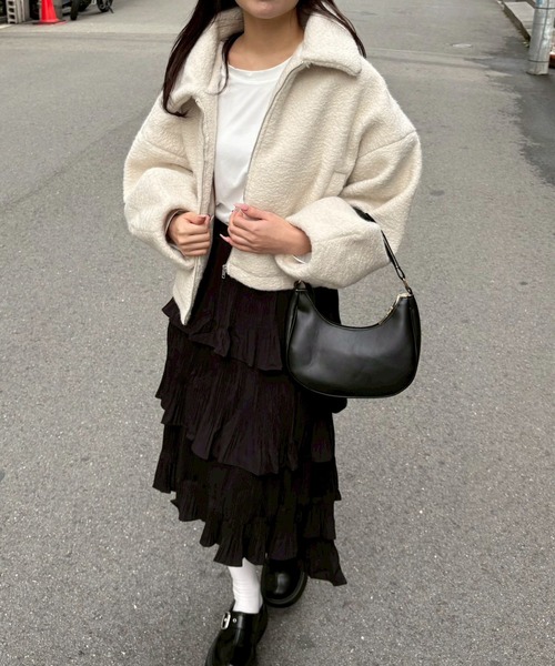 merrylatte(メリーラテ)の「シープボアショートジャケット【Muller Rossi】(ブルゾン・レディース・アイボリー・FREE)」の14枚目の写真