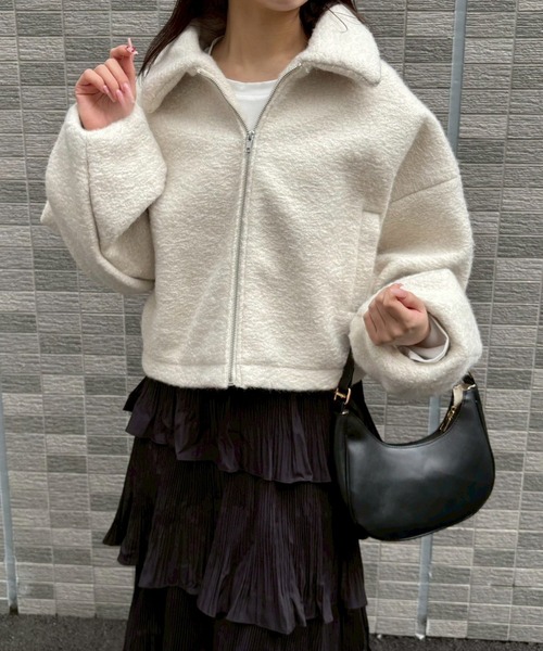 merrylatte(メリーラテ)の「シープボアショートジャケット【Muller Rossi】(ブルゾン・レディース・アイボリー・FREE)」の19枚目の写真