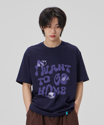 [アイワンツーゴホーム]コットンルーズフィット半袖Tシャツ_スペースネイビー