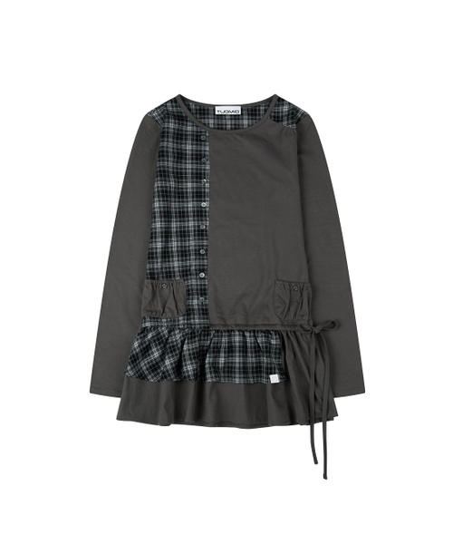 TUOMIO（トゥオミオ）の「CHECK MIXED JERSEY DRESS [CHARCOAL]（ワンピース・レディース・その他・1/2）」の2枚目の写真