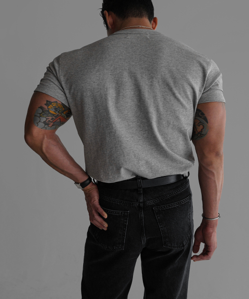 BOWLOW PRODUCT（バウロープロダクト）の「パネルヘンリーネックTシャツ[グレー]（Tシャツ/カットソー・メンズ・その他・MEDIUM/LARGE/X-LARGE）」の4枚目の写真