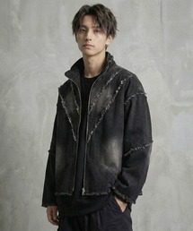 VIBGYOR（ヴィブジョー）の「【IZU】 ヴィンテージウォッシュ加工フリンジデニムジャケット / ユニセックス / ビッグシルエット / ヴィンテージ加工（デニムジャケット）」