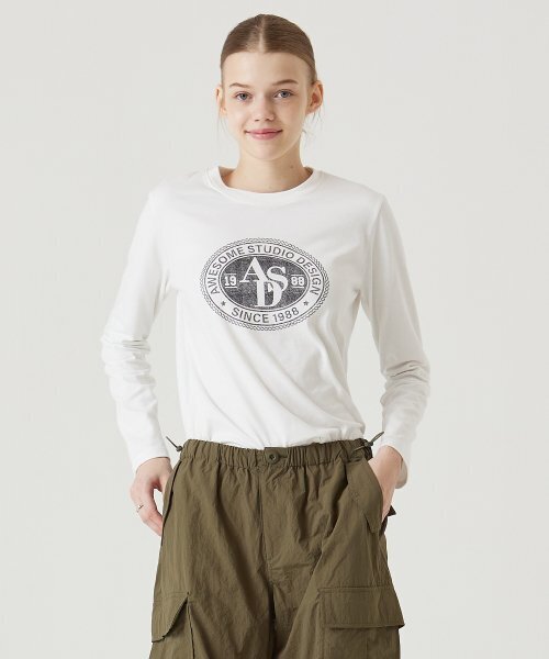 AWESOME STUDIO(オーサムスタジオ)の「長袖サークルシンボルスリムTアイボリー(Tシャツ/カットソー・レディース・その他・FREE)」の2枚目の写真