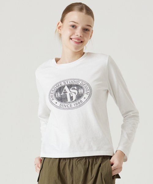 AWESOME STUDIO(オーサムスタジオ)の「長袖サークルシンボルスリムTアイボリー(Tシャツ/カットソー・レディース・その他・FREE)」の4枚目の写真