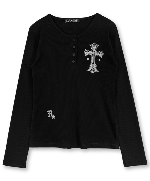 DAMISH(ダミシュ)の「ゴシッククロスヘンリーネックロングスリーブ_ブラック(Tシャツ/カットソー・レディース・ブラック・FREE/1/2)」の7枚目の写真