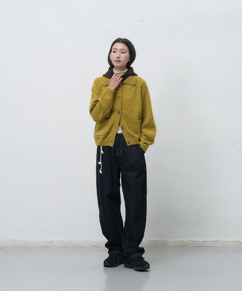GENERAL IDEA(ジェネラルアイデア)の「【GENERAL IDEA】ブークレニットカーディガン / BOUCLE COLLAR POCKET CARDIGAN(カーディガン/ボレロ・レディース・ネイビー/オリーブ/ワイン・S/M/L)」の8枚目の写真
