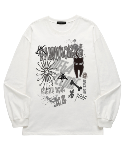 VANNWORKS（バンワークス）の「CAT DO IT ロングスリーブ (VLS0080) ホワイト（Tシャツ/カットソー・レディース・その他・X-LARGE/XX-LARGE/SMALL/MEDIUM/LARGE）」の3枚目の写真