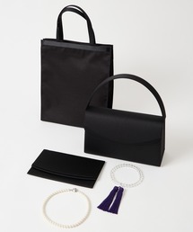 AIMER（エメ）の「【喪服・礼服用・WEB限定】サテン切り替えフラップブラックフォーマルバッグ5点セット(バッグ・サブバッグ・袱紗・ネックレス・念珠)（ハンドバッグ）」