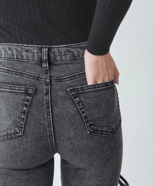 .WORKS（ドットワークス）の「アシメトリーレースアップ　ストレッチデニムフレアーパンツ（デニムパンツ・レディース・ダークグレー/ダークブルー/サックスブルー・61/64）」の16枚目の写真