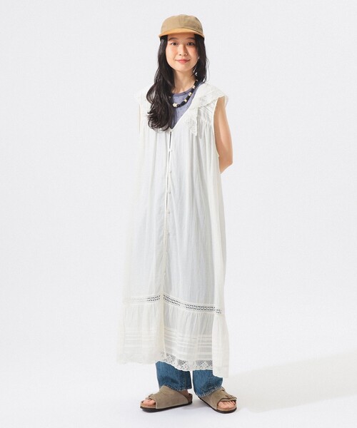 BEAMS BOY（ビームスボーイ）の「ヴィンテージ レース ワンピース（ワンピース・レディース・ブラック/オフホワイト/ミント・ONE SIZE）」の7枚目の写真