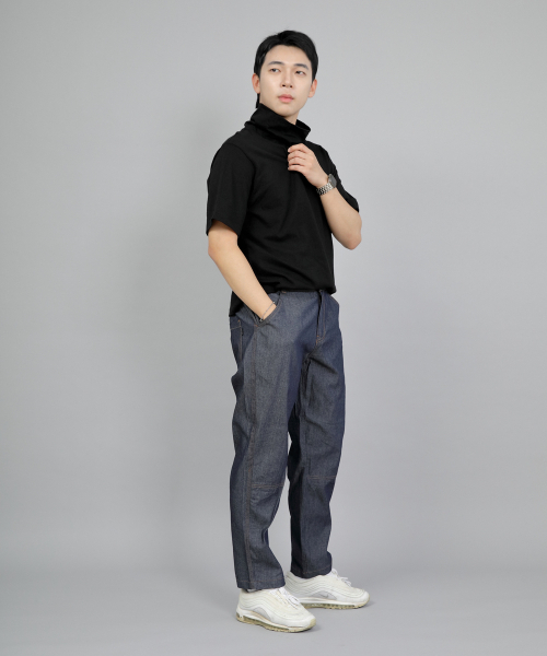 SAINTCREW(セントクルー)の「ワイドカッティングクロップハーフバンドパンツ WCH-327 ライトインディゴデニム BRS(デニムパンツ・メンズ・その他・MEDIUM/LARGE/X-LARGE)」の4枚目の写真