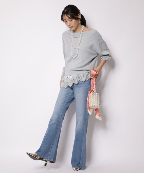 JUSGLITTY（ジャスグリッティー）の「サイドフレアスリムデニム（その他パンツ・レディース・ブルー/ネイビー・0/2/1）」の12枚目の写真