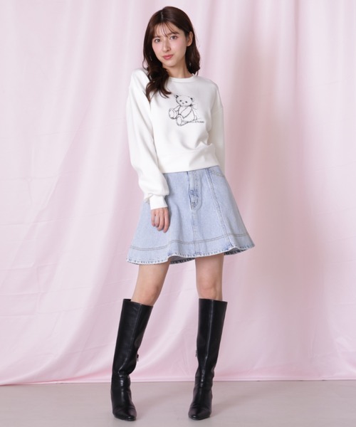 JILL by JILL STUART(ジルバイジルスチュアート)の「◇ハートボタンフレアミニスカート(スカート・レディース・ブルー/ネイビー・SMALL/MEDIUM)」の6枚目の写真