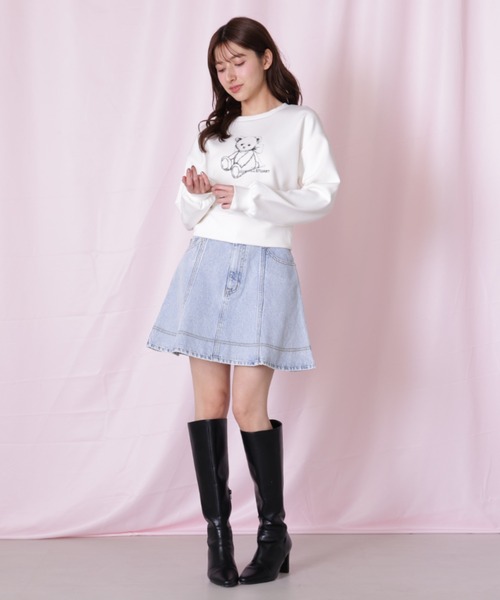 JILL by JILL STUART(ジルバイジルスチュアート)の「◇ハートボタンフレアミニスカート(スカート・レディース・ブルー/ネイビー・SMALL/MEDIUM)」の9枚目の写真