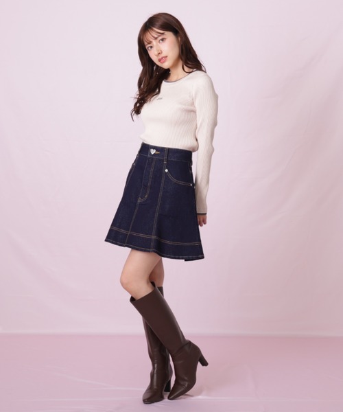 JILL by JILL STUART(ジルバイジルスチュアート)の「◇ハートボタンフレアミニスカート(スカート・レディース・ブルー/ネイビー・SMALL/MEDIUM)」の19枚目の写真
