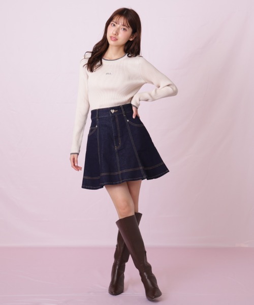 JILL by JILL STUART(ジルバイジルスチュアート)の「◇ハートボタンフレアミニスカート(スカート・レディース・ブルー/ネイビー・SMALL/MEDIUM)」の14枚目の写真