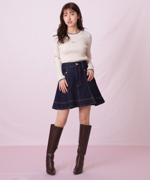 JILL by JILL STUART(ジルバイジルスチュアート)の「◇ハートボタンフレアミニスカート(スカート・レディース・ブルー/ネイビー・SMALL/MEDIUM)」の17枚目の写真