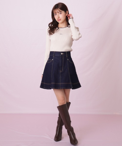 JILL by JILL STUART(ジルバイジルスチュアート)の「◇ハートボタンフレアミニスカート(スカート・レディース・ブルー/ネイビー・SMALL/MEDIUM)」の15枚目の写真