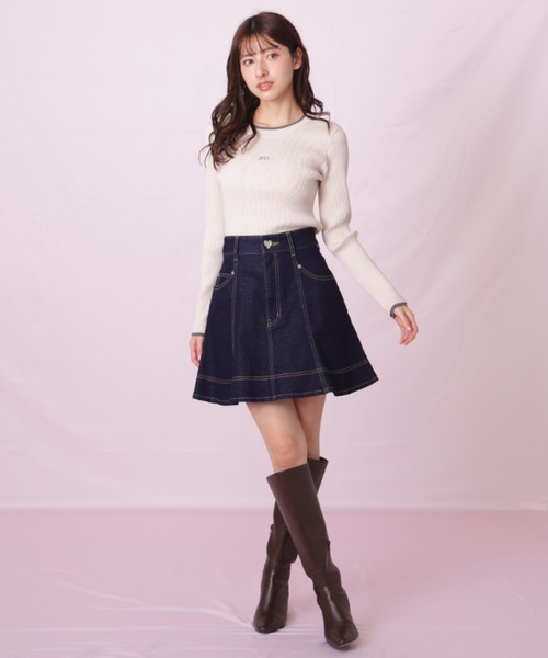 JILL by JILL STUART(ジルバイジルスチュアート)の「◇ハートボタンフレアミニスカート(スカート・レディース・ブルー/ネイビー・SMALL/MEDIUM)」の16枚目の写真