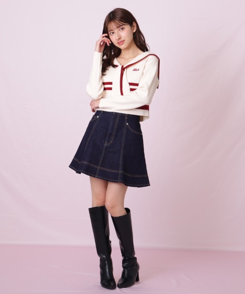 JILL by JILL STUART(ジルバイジルスチュアート)の「◇ハートボタンフレアミニスカート(スカート・レディース・ブルー/ネイビー・SMALL/MEDIUM)」の21枚目の写真