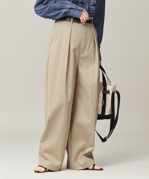 journal standard L'essage（ジャーナルスタンダードレサージュ）の「《追加4》【金子綾さん着用】CP タックチノパンツ（チノパンツ・レディース・ブラック/ベージュ・40/38/36/34）」の2枚目の写真