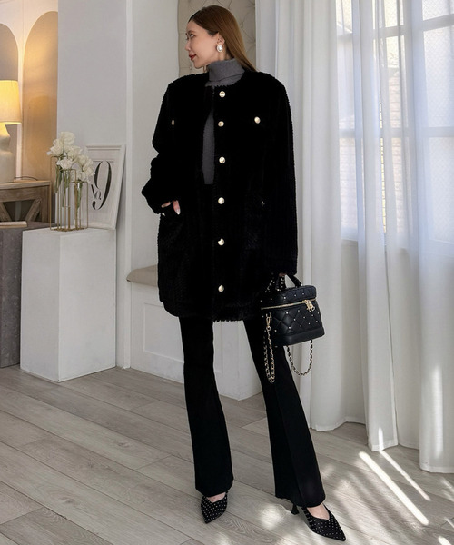 セール】ファーミドルノーカラーコート（その他アウター）｜ROYAL