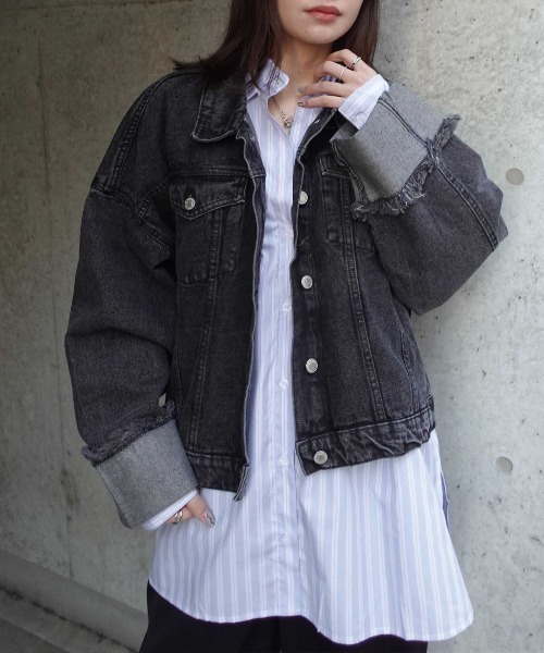 CORNERS(コーナーズ)の「ワイドスリーブデニムジャケット(デニムジャケット・レディース・ブルー/インディゴブルー/サックスブルー/ブラック・M)」の18枚目の写真