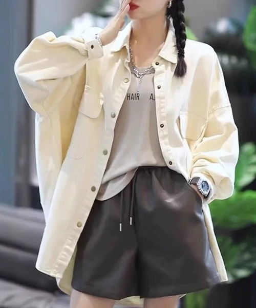 SallyLunn(サリーラン)の「胸ポケット付きオーバーシャツジャケット(その他アウター・レディース・スミクロ/ホワイト・MEDIUM/LARGE)」の6枚目の写真
