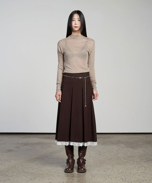 320SHOWROOM(320ショールーム)の「Mock Neck Wool Long Sleeve T-Shirt Mocha beige(Tシャツ/カットソー・レディース・その他・FREE)」の3枚目の写真