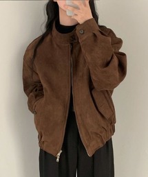 スエード調素材 スタンドカラー ブルゾン