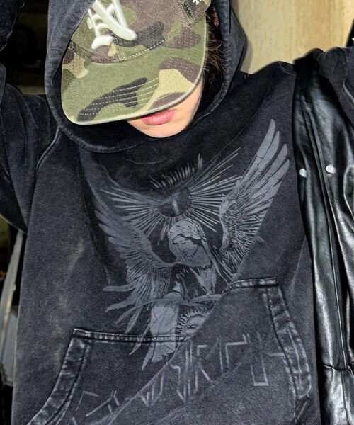FDR(エフディーアール)の「Marble Sulfur Washed San Chris Hoodie Black(パーカー・レディース・その他・S/M/L)」の5枚目の写真