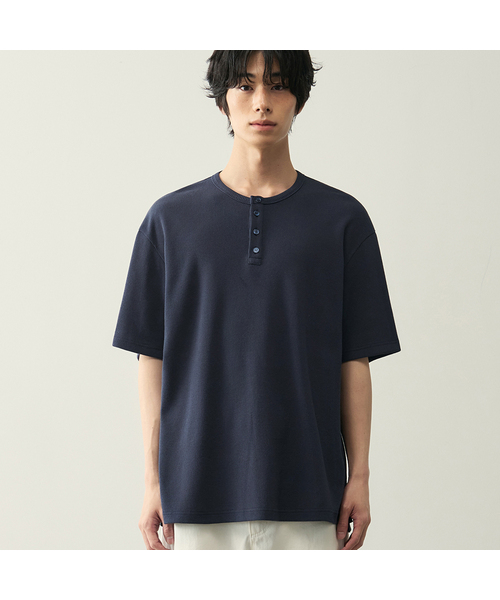 ROTEMBER（ローテンバー）の「ワッフルヘンリーネックハーフTシャツ [ 4 COLOR ]（Tシャツ/カットソー・メンズ・ホワイト/ブラック/ネイビー/グレー・MEDIUM/LARGE/X-LARGE）」の4枚目の写真