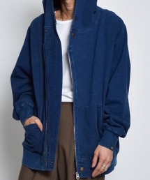 DOUBLE STEAL | DSライダース風インディゴ裏起毛Wジップパーカ(パーカー)