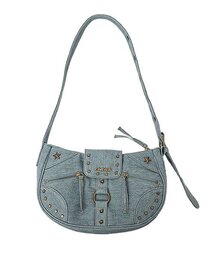 CRANK | ヴィンテージスタッズショルダーバッグ_ライトブルー(ショルダーバッグ)