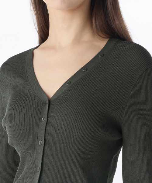MUSINSA STANDARD WOMAN（ムシンサスタンダードウーマン）の「ウィメンズリブスリムカーディガン[ダークグレー]（カーディガン/ボレロ・レディース・その他・S/M/L）」の3枚目の写真