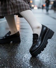 晴雨兼用 厚底レインローファー