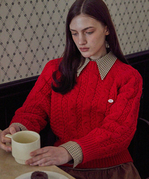 STANDARD FIT CABLE KNIT_RED