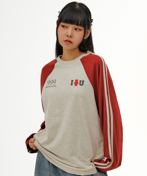 ambler(エムブラー)の「I U ラグランオーバーサイズロングスリーブ AJS101(バーガンディ)(スウェット・メンズ・その他・S/M/L)」の2枚目の写真