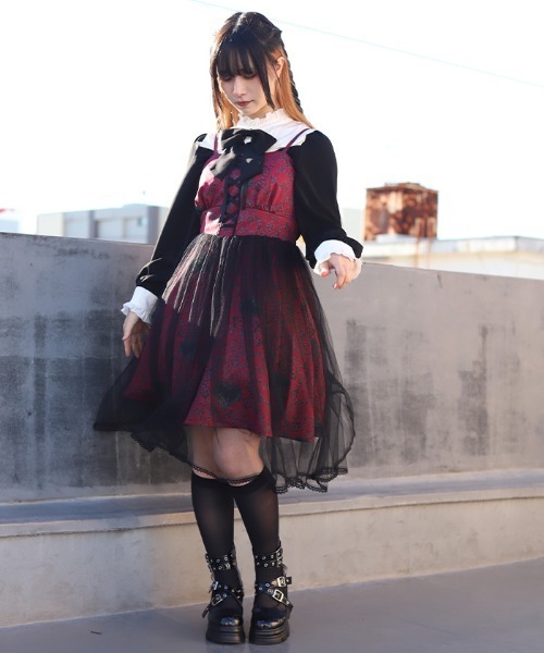 NIBBLE POISON(ニブルポイズン)の「ドラマティックハートワンピース(ワンピース・レディース・ブラック/レッド/パープル・MEDIUM)」の11枚目の写真
