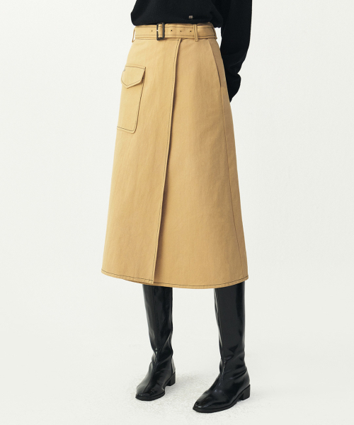 ARTID（アルティーダ）の「ステッチポイントラップスカート_BEIGE（スカート・レディース・ベージュ・S/M）」の2枚目の写真
