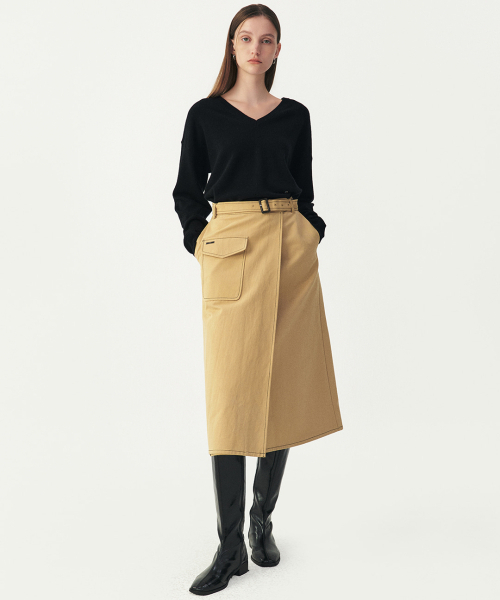 ARTID（アルティーダ）の「ステッチポイントラップスカート_BEIGE（スカート・レディース・ベージュ・S/M）」の3枚目の写真