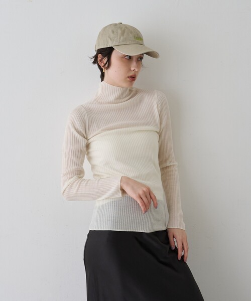 Rouge vif(ルージュヴィフ)の「防縮Wシアータートルリブニット(ニット/セーター・レディース・イエロー/オフホワイト/ブラック・フリー)」の21枚目の写真