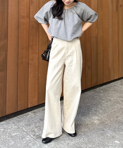 hinari（ヒナリ）の「タックワイドデニムパンツ（デニムパンツ・レディース・アイボリー/ライトブルー/ブラック・SMALL/X-SMALL/FREE）」の13枚目の写真