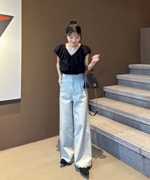 タックワイドデニムパンツ（デニムパンツ）｜hinari（ヒナリ）の