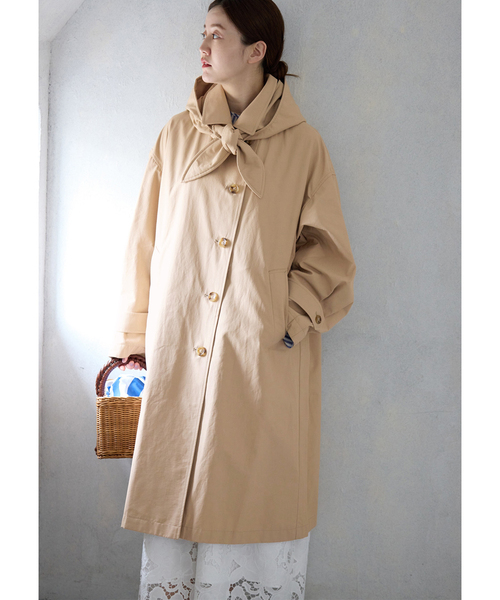 IENA（イエナ）の「撥水ステンカラーコート（ステンカラーコート・レディース・チャコールグレー/ベージュ・36/38）」の4枚目の写真