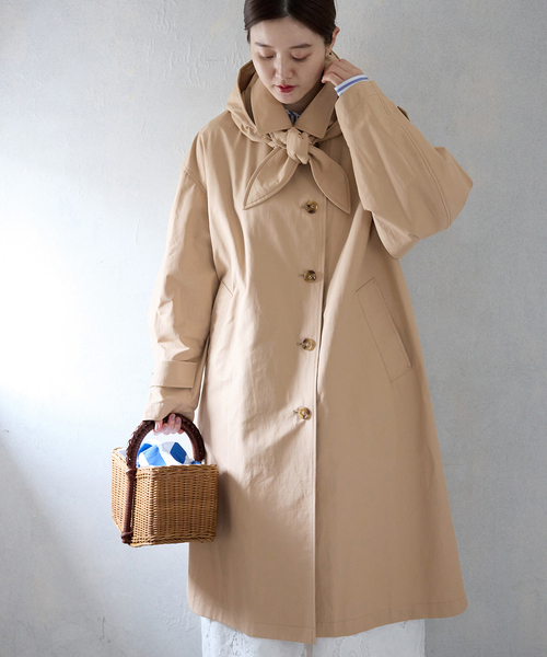 IENA（イエナ）の「撥水ステンカラーコート（ステンカラーコート・レディース・チャコールグレー/ベージュ・36/38）」の6枚目の写真